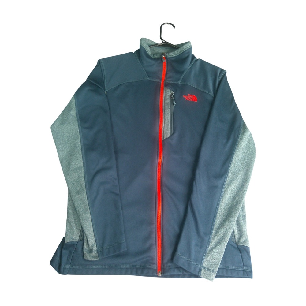 The North Face Men's Full Zip Fleece Jacket Teal Blue Orange Medium Performance